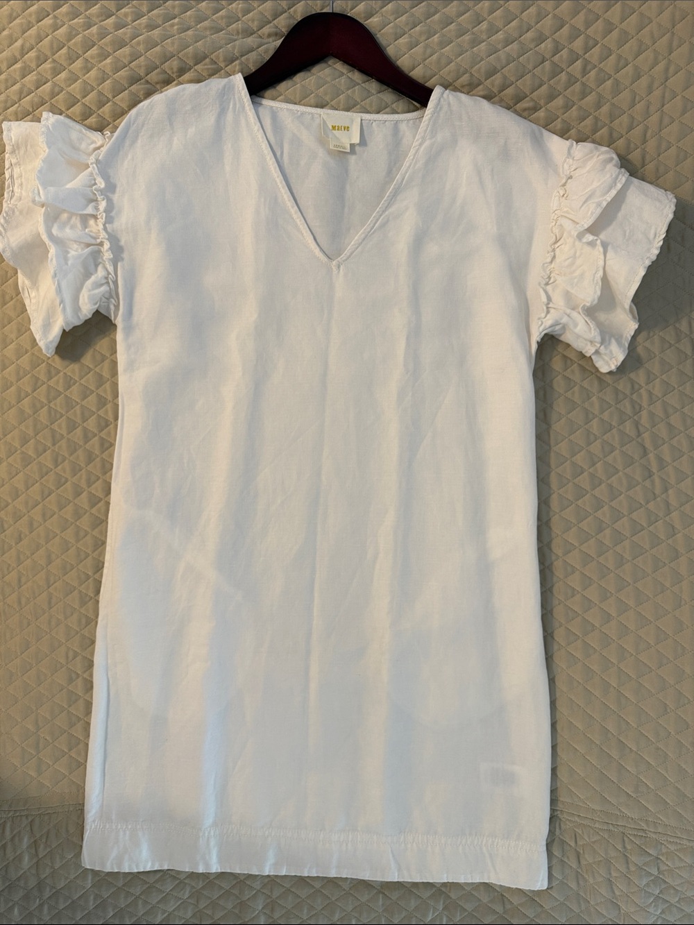 Maeve Ruffle Sleeve cream dress